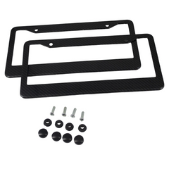 2x Black Car Carbon Fiber License Plate Frame Cover Front & Rear Universal Size
