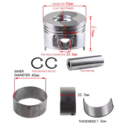 Piston & Gaskets & Bearing For Yanmar Diesel Engine & Generator L100 186FA 10HP