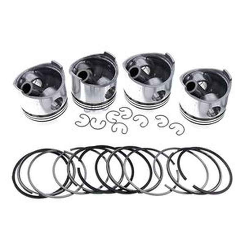 4-Piece Piston Kit I8-97245-4140/4150 for Isuzu 4JG1 Engine & Takeuchi TL140 Loader