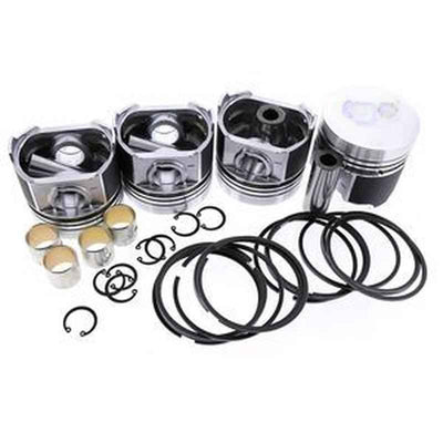 Piston Kit with Rings for Yanmar 4TNE98 & Komatsu 4D98E Engines