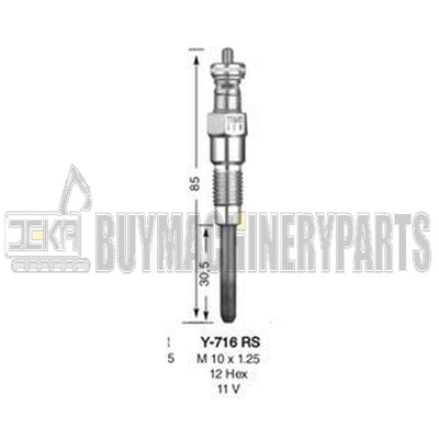 4Pcs Glow Plug 6655233 for Kubota Engine V1903 V2003T V2203 D1703 Bobcat 751 753 763 773 7753 S160 S175 S185