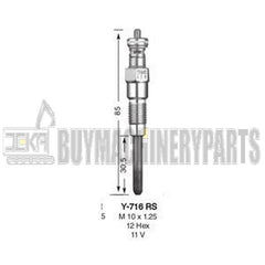 4Pcs Glow Plug 6655233 for Kubota Engine V1903 V2003T V2203 D1703 Bobcat 751 753 763 773 7753 S160 S175 S185