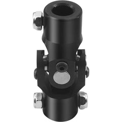 BUYMACHINERYPARTS 3/4" Round x 5/8"-36 Spline Black Steering Universal Joint Single U Joint Shaft,Total Length: 96mm (3-3/4")