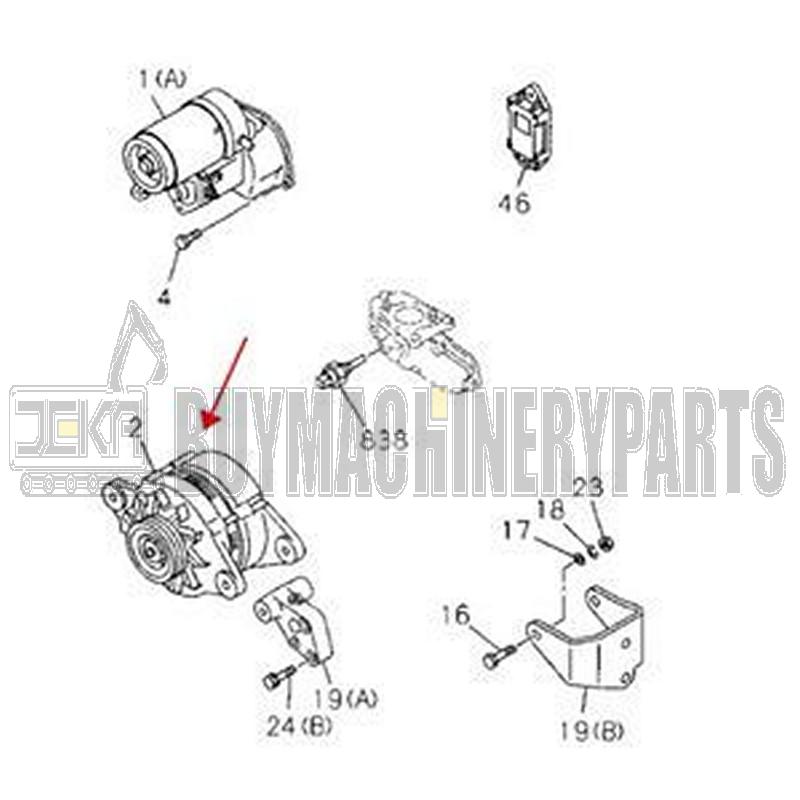 12V Alternator 897228-3180 for Hyundai Forklift HDF20-2 HDF25-2 HDF30-2