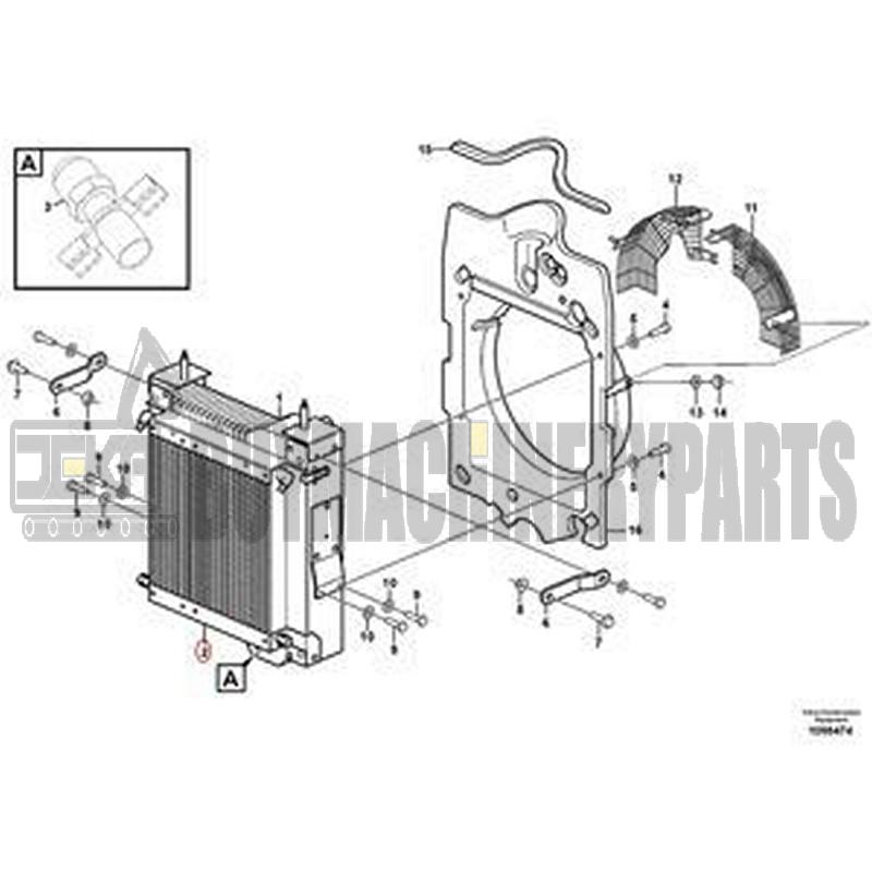 Hydraulic Oil Cooler VOE11890332 for Volvo Backhoe Loader BL60 BL70 BL71