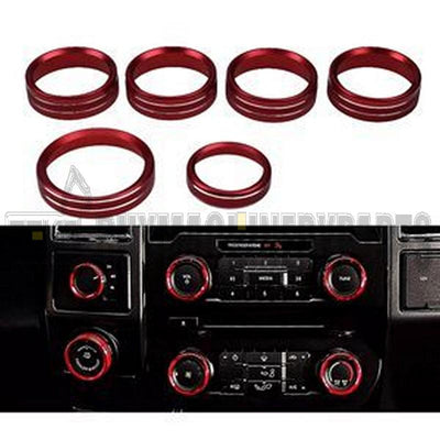 6 Pieces Air Conditioner Audio Switch Knob Ring Trim for Ford Pickup Truck F150 F-150 XLT 2016-2018