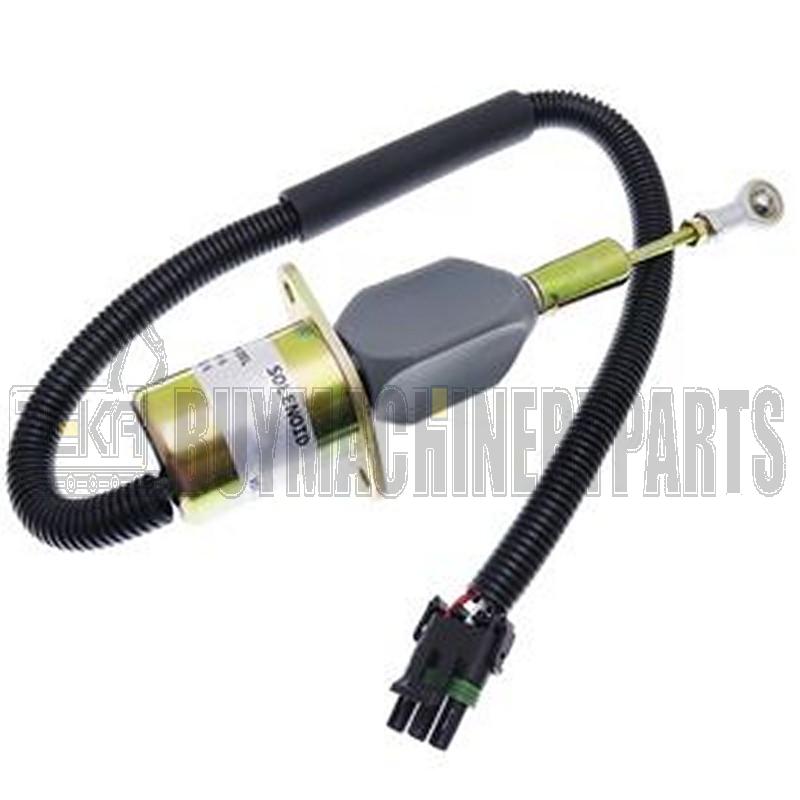 24V Fuel Shutoff Solenoid RE54747 for John Deere Engine 6081 3029 Excavator 330LC 370 330LCR Grader 770C 770CH 772CH