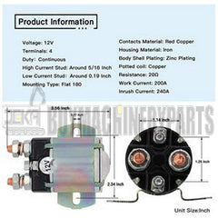 12V Solenoid JF2-H1950-00 for Yamaha Golf Cart G2-G15 Gas 4-Cycle 1985+ 4 Terminal