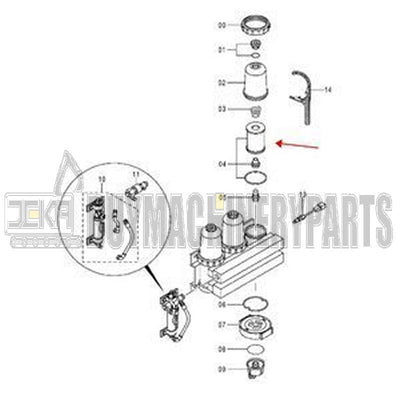 Separador de agua del filtro de combustible 4669642 para motor Cummins QSK45 QSK50 QSK60 Hitachi EH3500AC2 EX1900-6 EX2500-6 EX3600-6 EX800