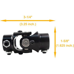 5/8"-36 Spline X 3/4" DD Black Steering Universal Joint Single U Joint Shaft, Total Length: 83mm (3-1/4")