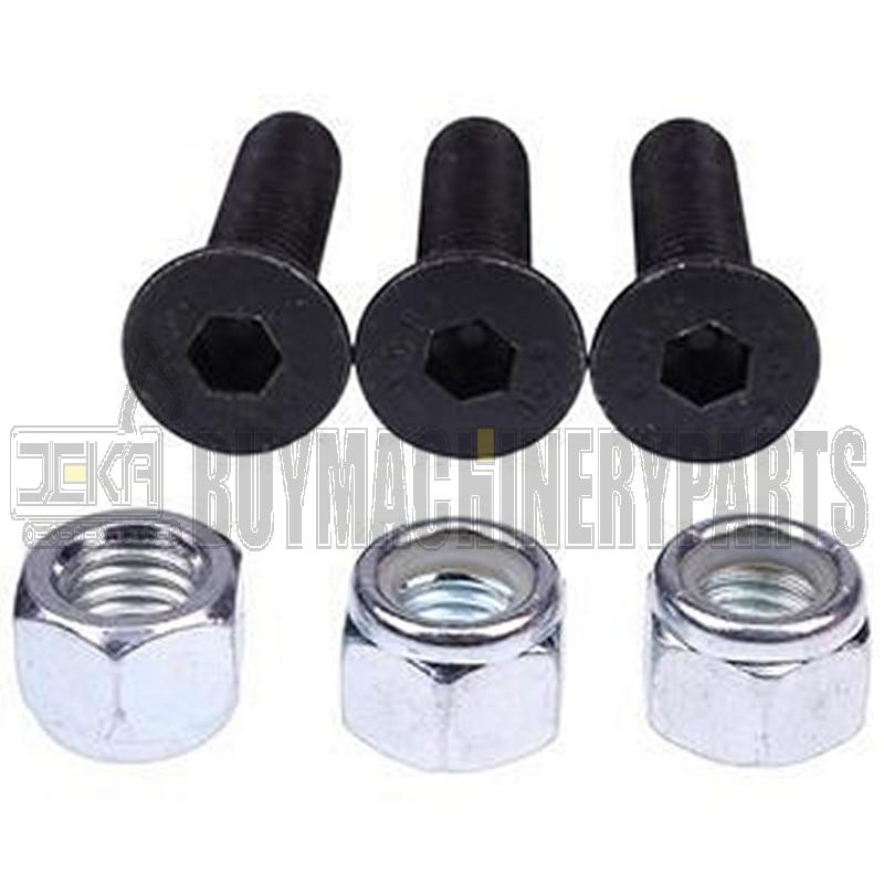 3 Chipper Knife Blade Bolts with Locknut 900-4900-53 for Bandit Wood Chipper M-90XP M-100 M-150 M-200 M-250 1/2 x 2.5''