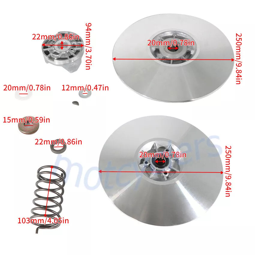 Drive Driven Clutch & Belt Kit J55-G6260-00-00 for Yamaha 4 Cycle Gas Golf Cart G2 G8 G9 G11 G14 G16 G20 G21 G22