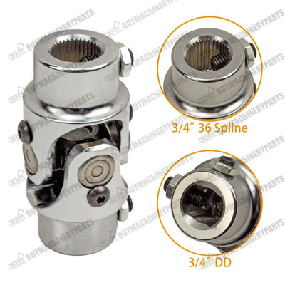 Steering Shaft U Joint 3/4 DD to 3/4 36 Spline Single Chrome U Joint Coupling - Buymachineryparts
