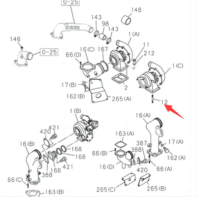 Turbocharger Stud 1093001010 for Hitachi