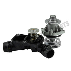 Conjunto de bomba de agua y carcasa del termostato compatible con BMW 320i, 325i, 325xi, 330i, 330xi, 525i, 530i, 323Ci, 328Ci, 323i, 328i, 528i, 325Ci, 330Ci, 330Ci, 330i, X3, X5, Z3, Z4. Sustituye a AW9261 y 1152090.