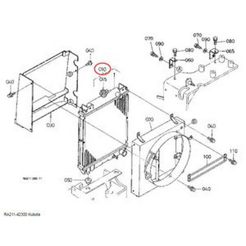 Water Tank Radiator Assy RA211-42300 RA21142300 for Kubota Excavator U15 U16 U17 - Buymachineryparts