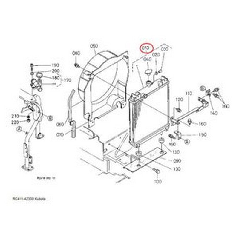 Water Tank Radiator Assy RC411-42300 for Kubota Engine D1703 Excavator KX91-3 KX91-3S KX91-3S2 U35 U35-3 U35-3S U35-3S2 U35S