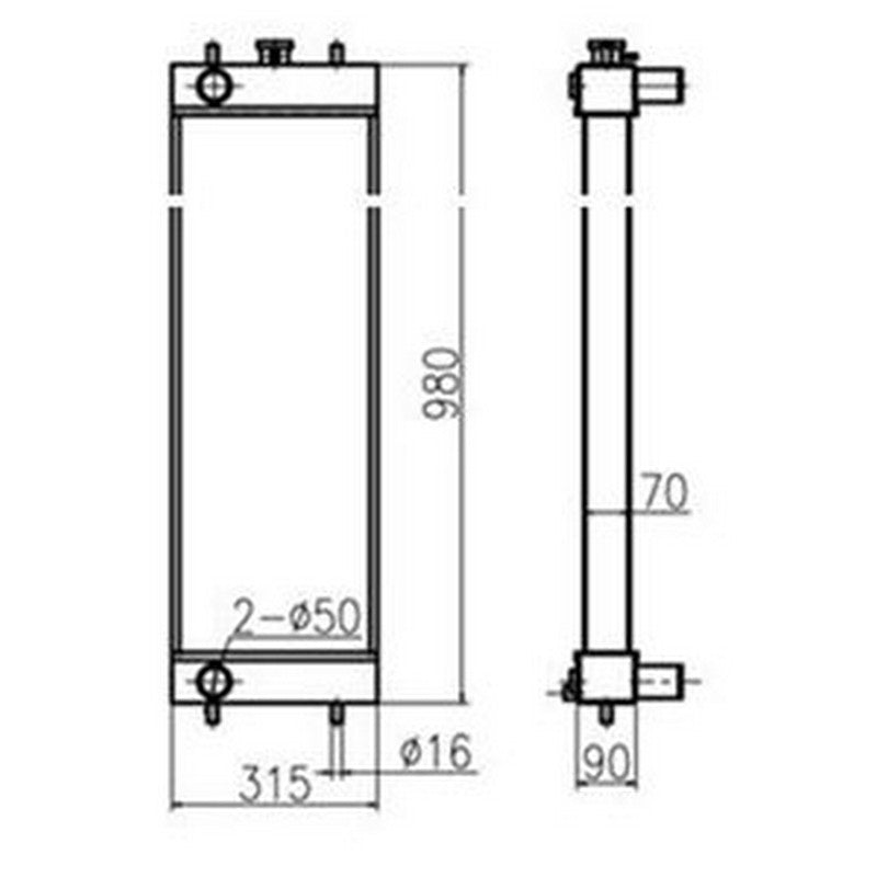 Water Tank Radiator KNH10450 for CASE Crawler Excavator CX130B CX160B