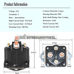 12V Solenoid Relay 1013609 for Club Car Gas Golf Cart DS 1984-2007 Precedent Series