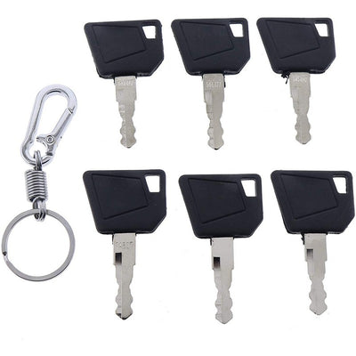 6X Ignition Keys #14607 with Key Chain 701/45501 333/Y1374 331/26790 for JCB 3CX Bomag Dynapac Terex Vibromax NH Ford Moxy Wacker Neuson Hamm Volvo Mini Excavator Bomag Cat  New Holland