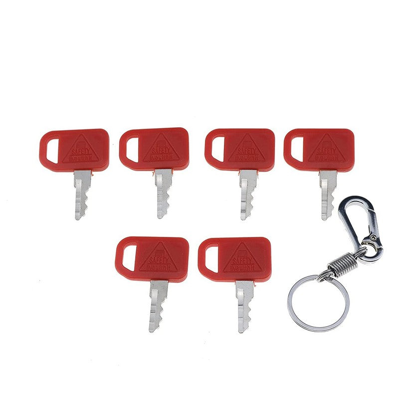 6X Ignition Keys with Key Chain #T209428 KV13427 Compatible with John Deere Skid Steer Heavy Equipment 240 250 260 270 325 328 332 318G 324E 332G and Columbia Pack Cart