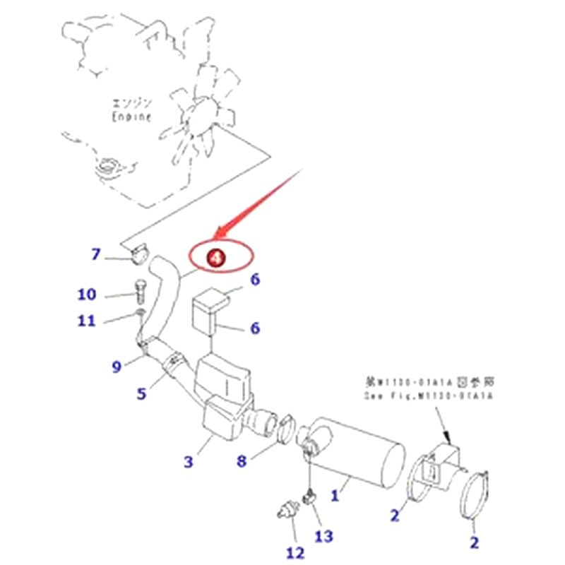 Air Hose 203-01-67520 for Komatsu PC100-6 PC120-6 PC130-6 Excavator 4D95 Engine