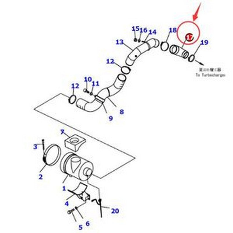 Air Hose 207-01-72160 for Komatsu PC300-7 PC300LC-7 PC350-7 PC360-7 Excavator