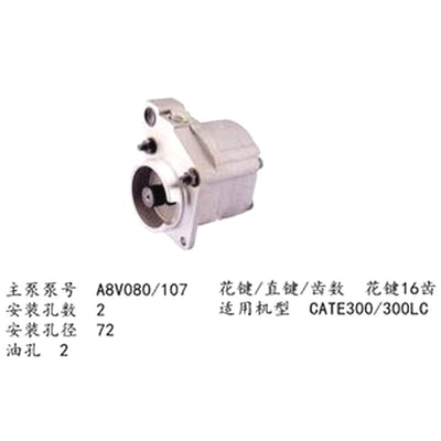 For Caterpillar CAT E300LC Excavator A8VO80 A8V107 Pilot Gear Pump