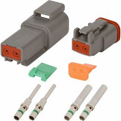 Deutsch DT 2-Pin Gray Connector Kit With 14 AWG Solid Contacts