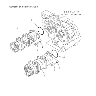 For Komatsu Crane LW100-1X LW100-1H Hydraulic Pump 705-55-13020