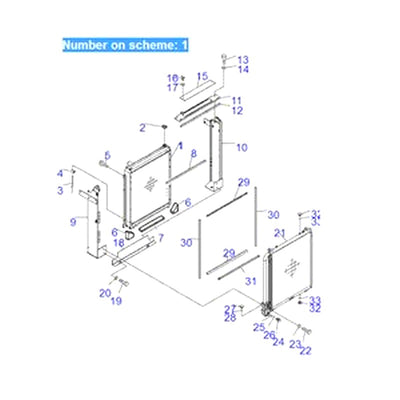 For Komatsu Excavator PC220LL-7L PC270-7 PC270LC-7L PC270LL-7L PC290LC-7K PC308USLC-3 Water Tank Radiator ASS'Y 206-03-72110