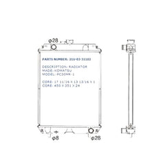 For Komatsu Excavator PC35MR-1 PC35MRX-1A PC38UU-3 Water Tank Radiator ASS'Y 21U-03-31102