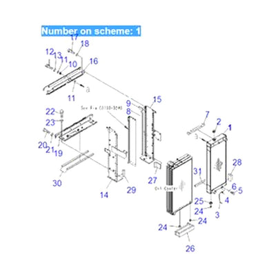 For Komatsu Excavator PC400-7 PC400LC-7 PC400LC-7L PC450-7 PC450LC-7 Water Tank Radiator ASS'Y 208-03-71110