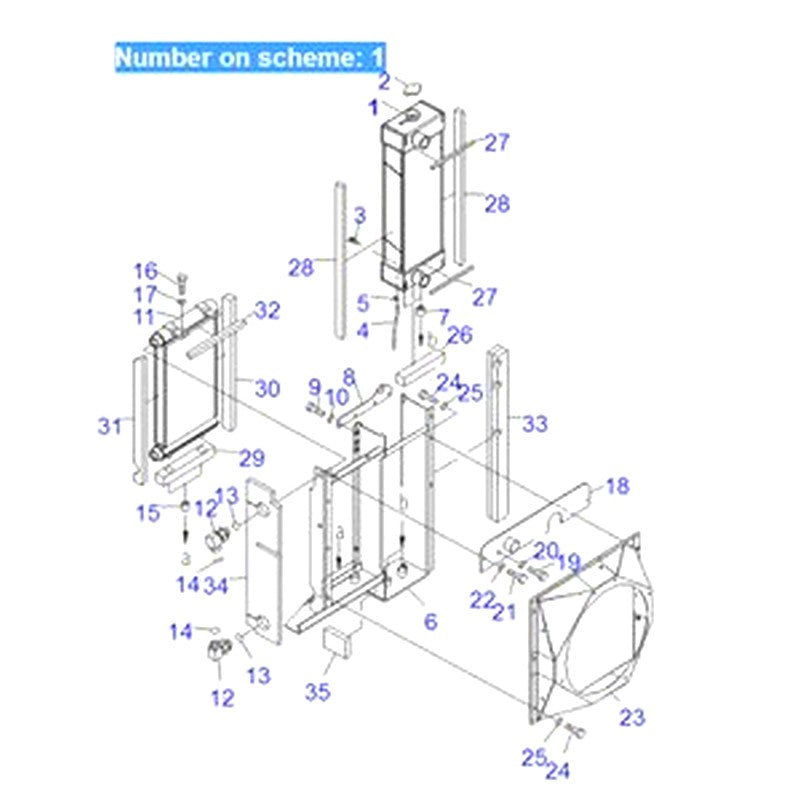 For Komatsu Excavator PC40MR-2 PC40MR-2-AC PC50MR-2 PC50MR-2-AC Water Tank Radiator ASS'Y 22M-03-21330