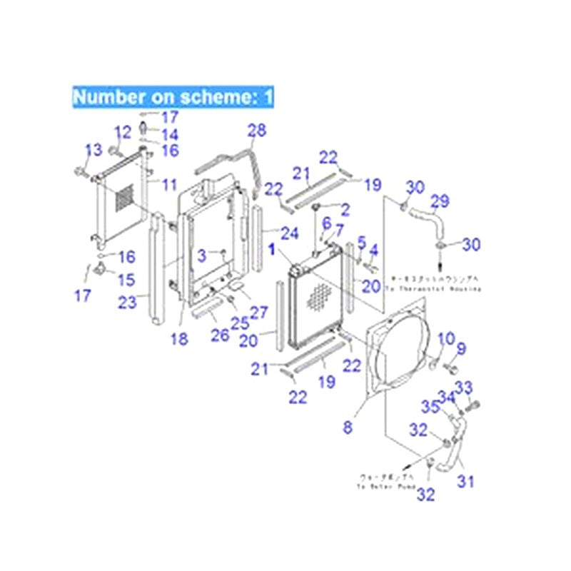 For Komatsu Excavator PC58UU-3 Water Tank Radiator ASS'Y 20U-03-41110