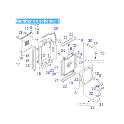 For Komatsu Excavator PC58UU-3 Water Tank Radiator ASS'Y 20U-03-41110