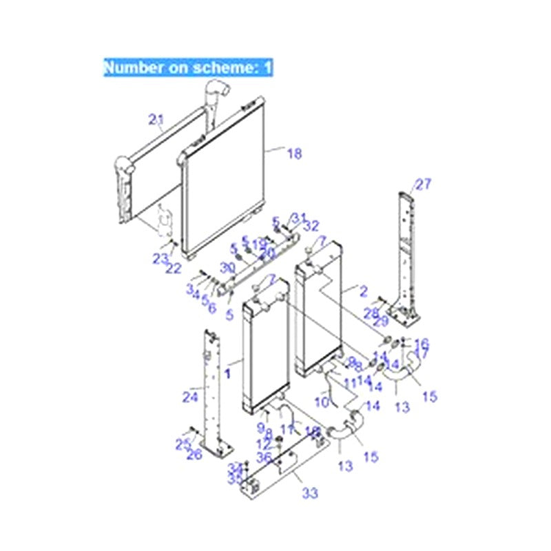 For Komatsu Excavator PC600-8 PC650LC-8E0 PC700LC-8E0 PC700LC-8R Water Tank Radiator ASS'Y 21M-03-21110