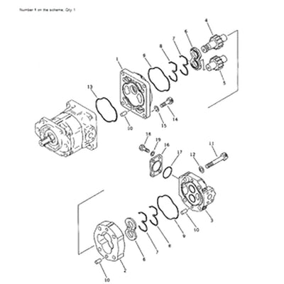 For Komatsu Wheel Loader WA350-1 Loader and Steering Pump 705-52-30080