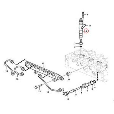 Fuel Injector VOE21773130 for Volvo EC140D EC160D EC180D EC220D EC235D ECR145D ECR235D EW140D EW160D EW180D EW210D - Buymachineryparts