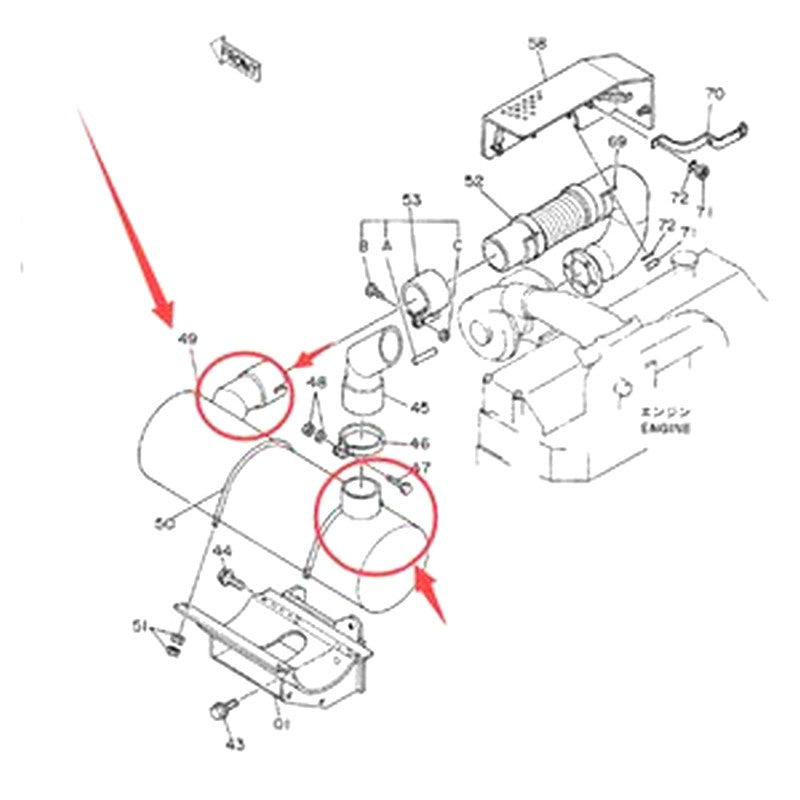 For Hitachi Excavator EX400 Engine 6RB1 Muffler 4205649