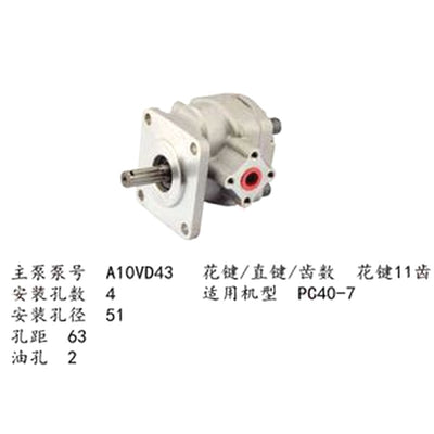 For KOMATSU Excavator PC40-7 Pilot Gear Pump 4 holes