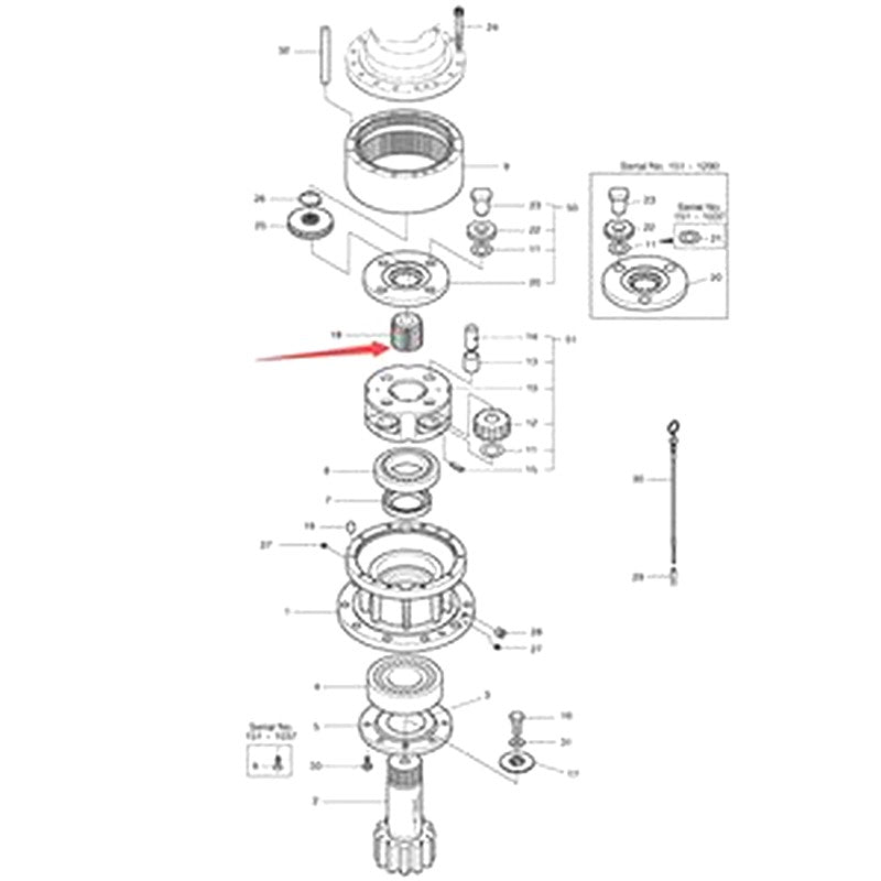 Sun Gear 2104-1021 for Doosan Excavator DH220LC-5 DH220LL DH220N-5 DH450-3