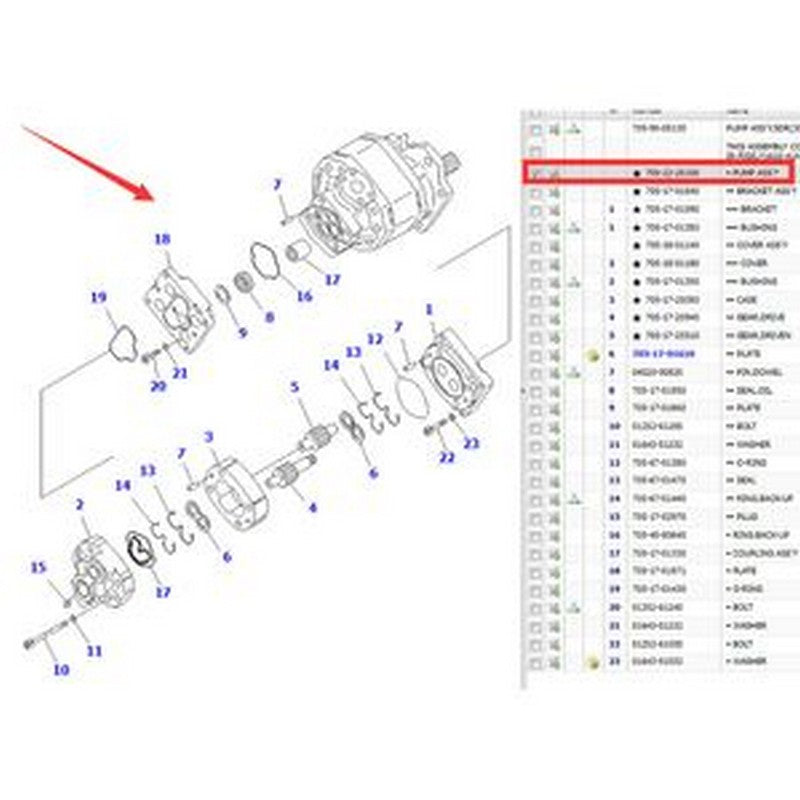 Pump Assembly 705-22-25100 for Komatsu Dump Truck HM300-2 HM300-2R HM250-2 - Buymachineryparts