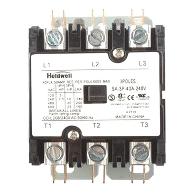 SA-3P-40A-240V Coil Definite Purpose Contactor 3 Poles 40 Amp 240V AC