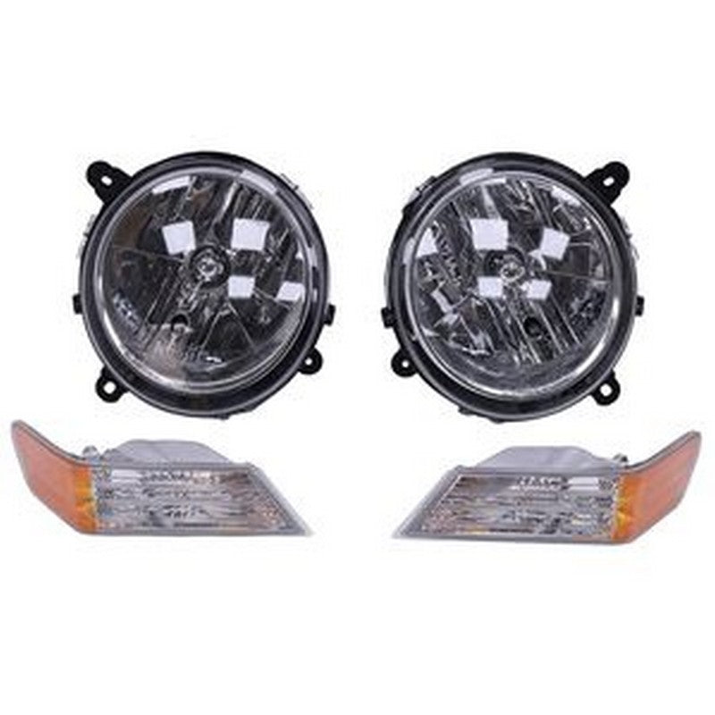 Set of 4 Headlights Driving Head lights Headlamps Driver & Passenger Side for Jeep Patriot