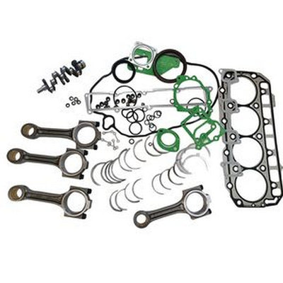 STD Crankshaft + Full Gasket Set + Connecting Rod + Main & Con Rod Bearing Set + Thrust Washers for Yanmar Engine 4TNV98-YTBL