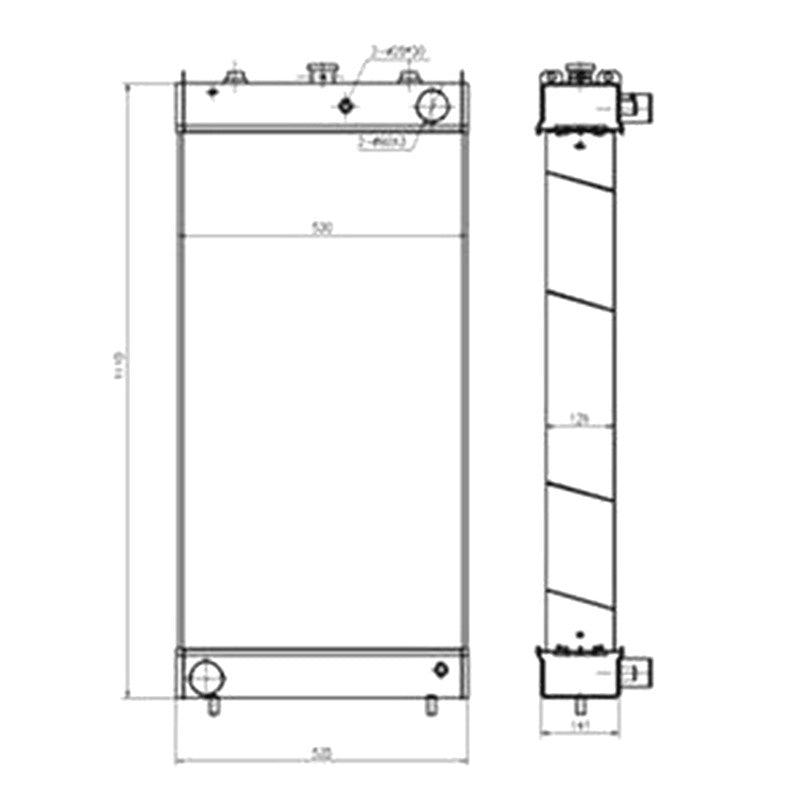 Water Tank Radiator 14X-03-35111 for Komatsu D65WX-15E0 65EX-15E0 D65PX-15E0 Bulldozers