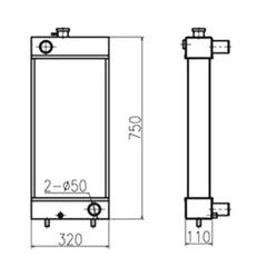 Water Tank Radiator 3077640 3077639 for Caterpillar CAT Excavator E307D