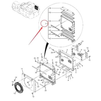 Water Tank Radiator 4474012 for John Deere Excavator 800C