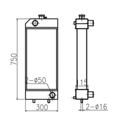 Water Tank Radiator for Caterpillar CAT Excavator E307E E308E